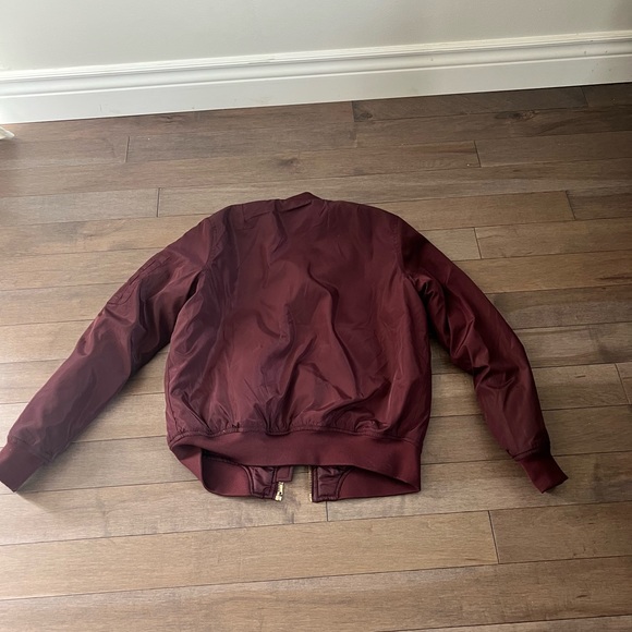Burgundy Bomber Jacket gold zipper - Picture 2 of 2